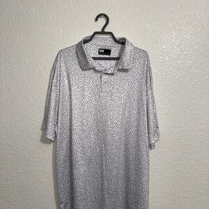 Lee Men's White and Black Patterned Polo Shirt